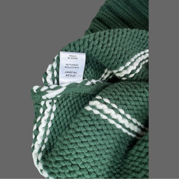 Zenana Outfitters Forest Green and Cream Striped Turtleneck Sweater - Picture 3 of 5